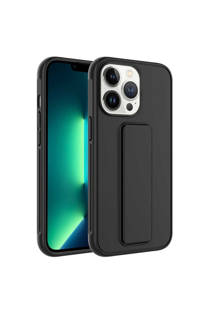 [RNZ-TA73038] Apple iPhone 13 Pro Max Uyumlu Kılıf Zore Qstand Kapak (Siyah)