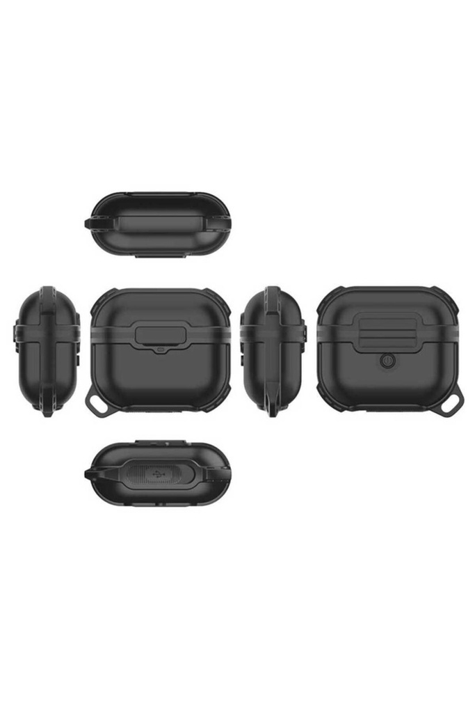 [RNZ-TA73516] Apple Airpods 3. Nesil Uyumlu Zore Airbag 16 Silikon 1-1 Su Geçirmez Kılıf (Siyah)