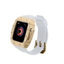 Apple Watch 7 45mm Uyumlu Kordon Metal Kasa Korumalı Silikon Luxury KRD-65 Kayış