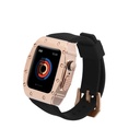 ​​​Apple Watch 7 45mm Uyumlu Kordon Metal Kasa Korumalı Silikon Luxury KRD-65 Kayış