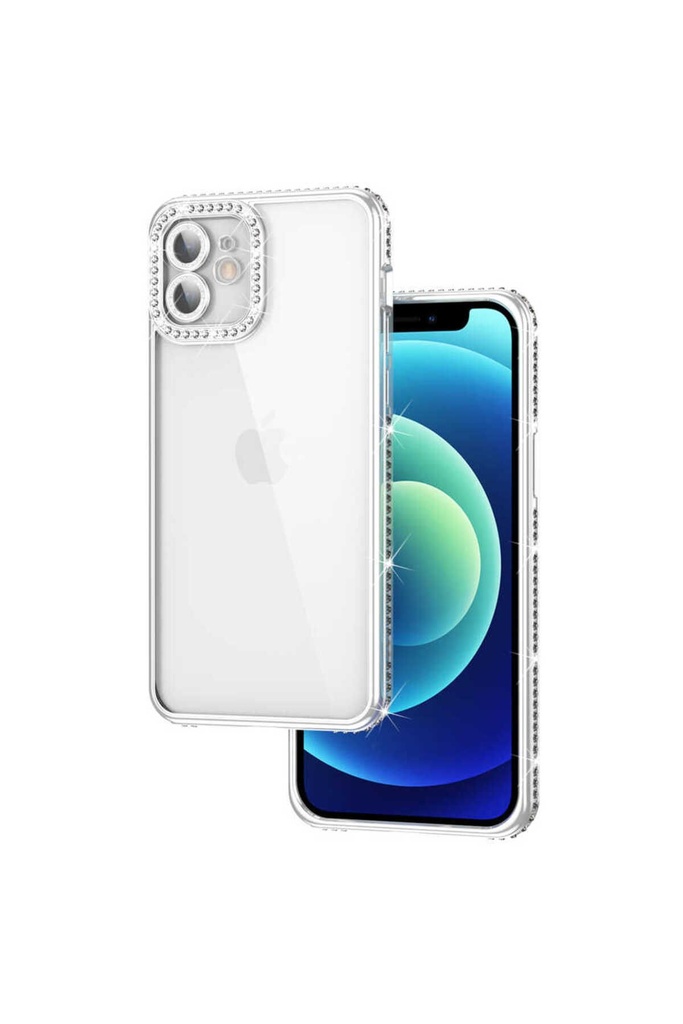 Apple iPhone 12 Uyumlu Kılıf Kamera Korumalı Taşlı Zore Mina Kapak