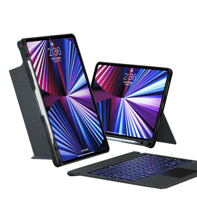 [RNZ-TA73653] Apple iPad Air 10.9 2022 (5.Nesil) Uyumlu Wiwu Mag Touch Klavyeli Standlı Kılıf