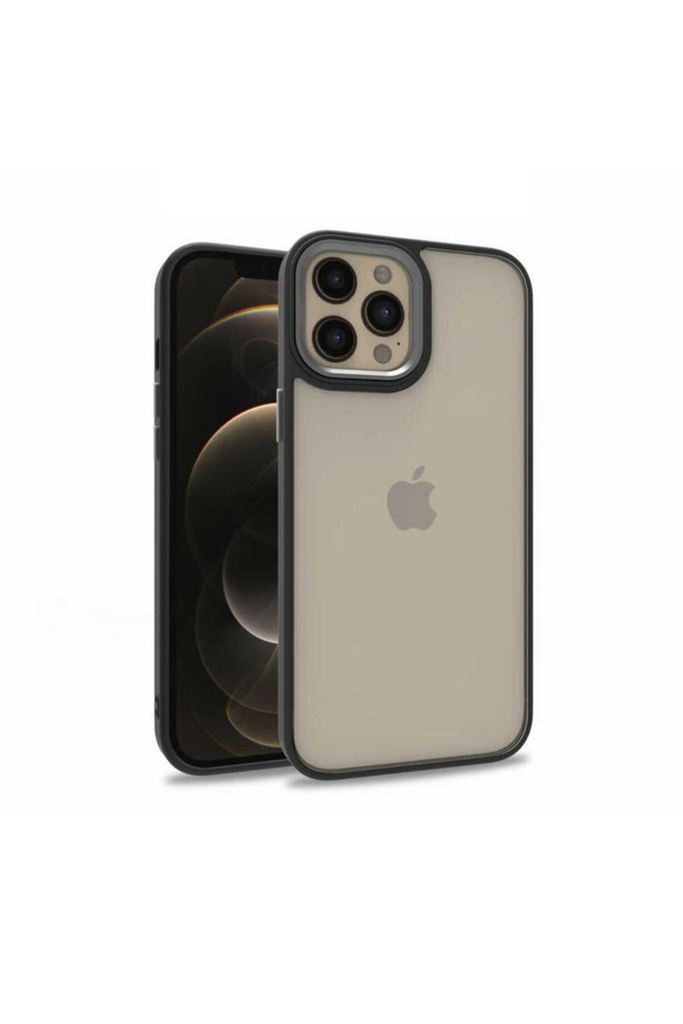 [RNZ-TA73772] Apple iPhone 12 Pro Max Uyumlu Kılıf Zore Flora Kapak (Siyah)