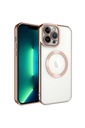 Apple iPhone 13 Pro Uyumlu Kılıf M-safe Wireless Şarj Özellikli Zore Setro Silikon