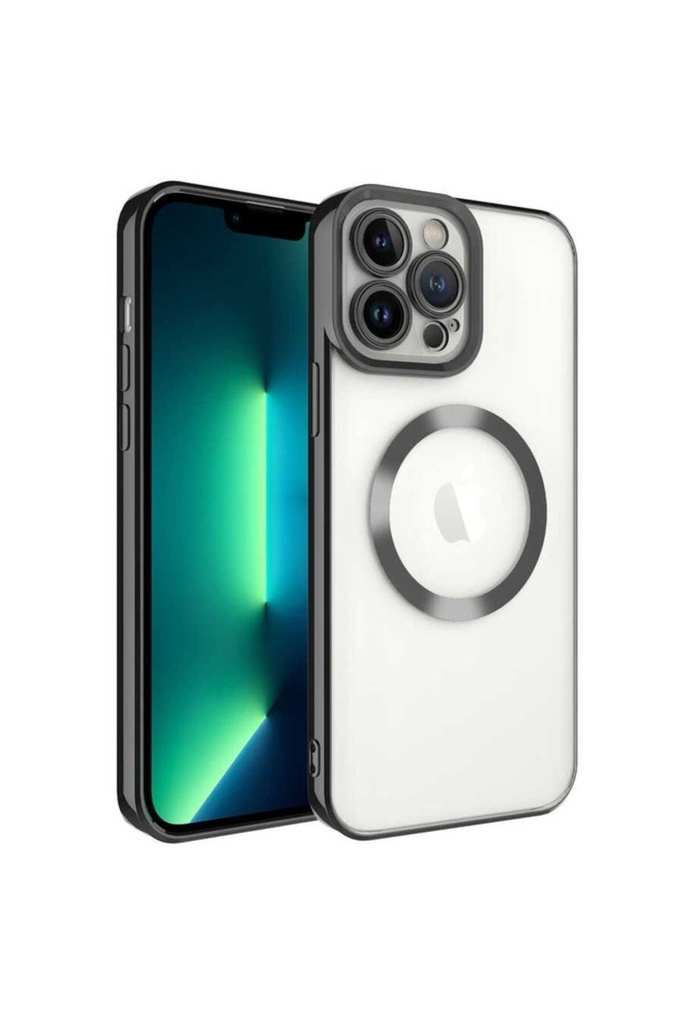 [RNZ-TA74049] Apple iPhone 13 Pro Uyumlu Kılıf M-safe Wireless Şarj Özellikli Zore Setro Silikon (Siyah)
