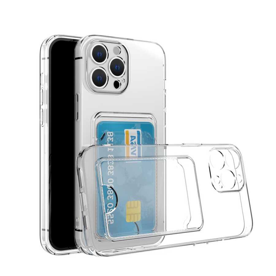 [RNZ-TA74065] Apple iPhone 12 Pro Uyumlu Kılıf Kartlıklı Şeffaf Zore Setra Clear Silikon Kapak