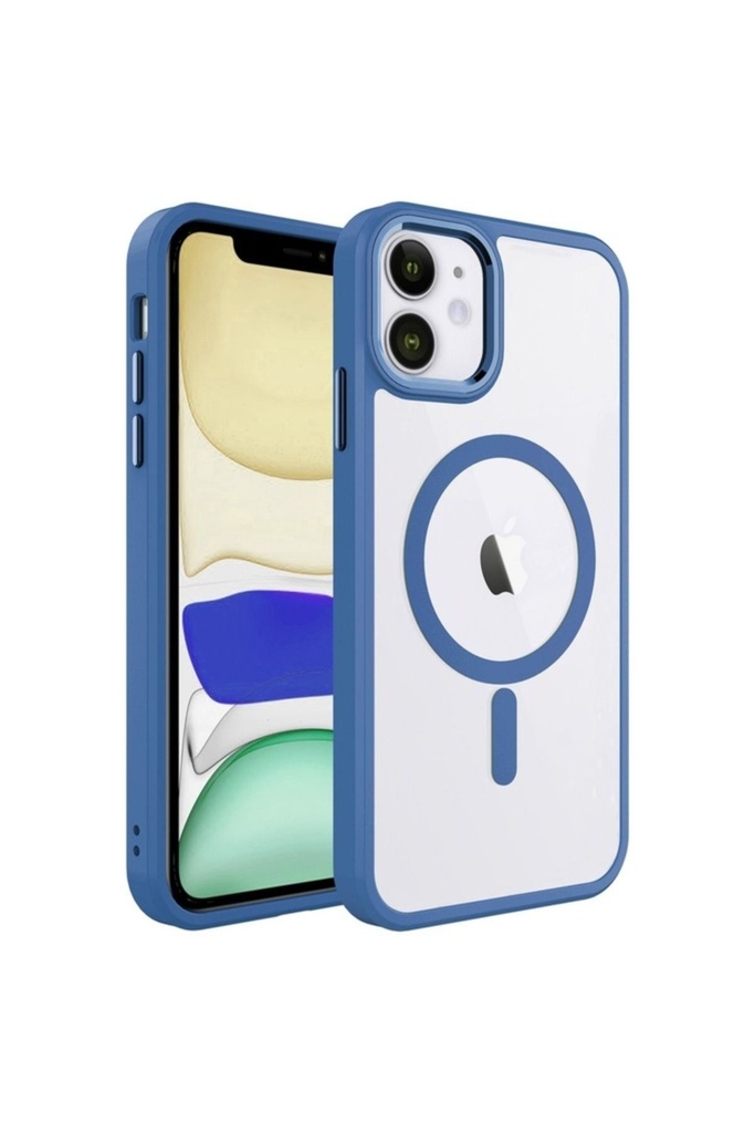 Apple iPhone 12 Uyumlu Kılıf Wireless Şarj Özellikli Zore Krom M-safe Silikon Kapak