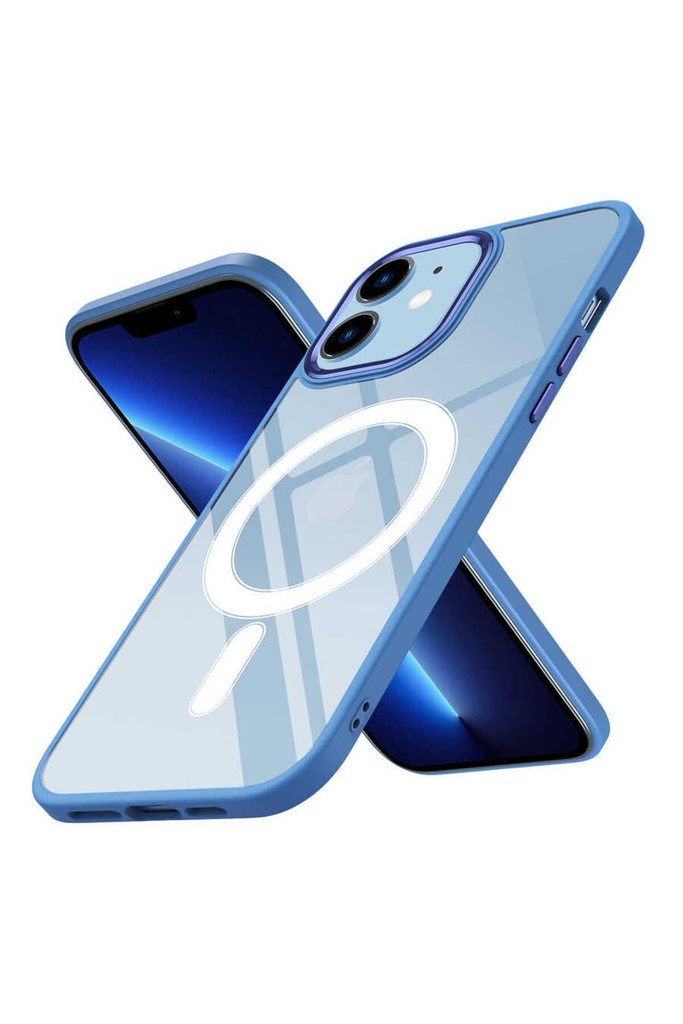 Apple iPhone 12 Uyumlu Kılıf Wireless Şarj Özellikli Zore Krom M-safe Silikon Kapak