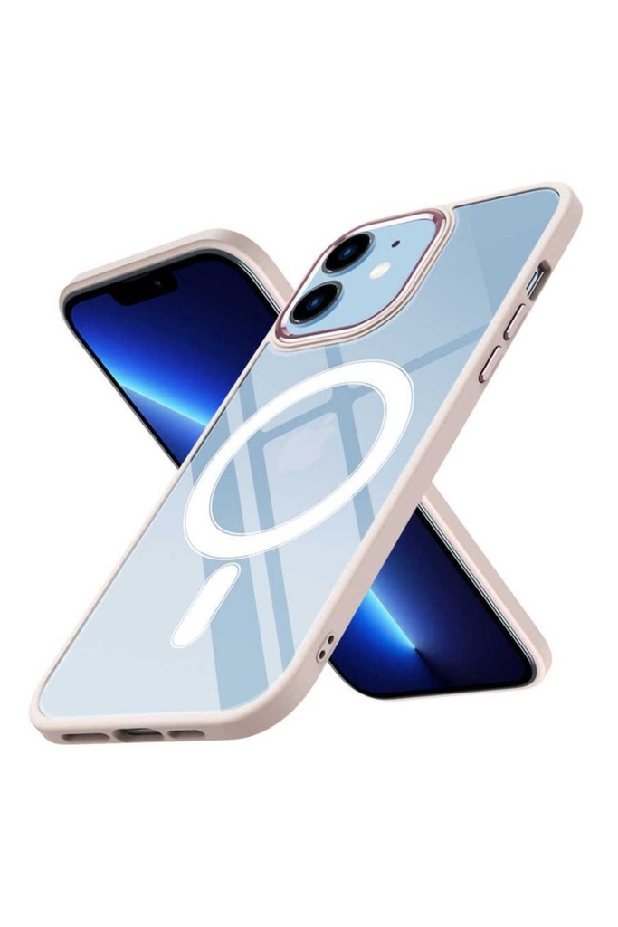 Apple iPhone 12 Uyumlu Kılıf Wireless Şarj Özellikli Zore Krom M-safe Silikon Kapak
