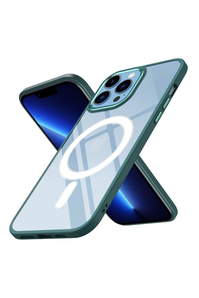 [RNZ-TA74205] Apple iPhone 12 Uyumlu Kılıf Wireless Şarj Özellikli Zore Krom M-safe Silikon Kapak (Siyah)