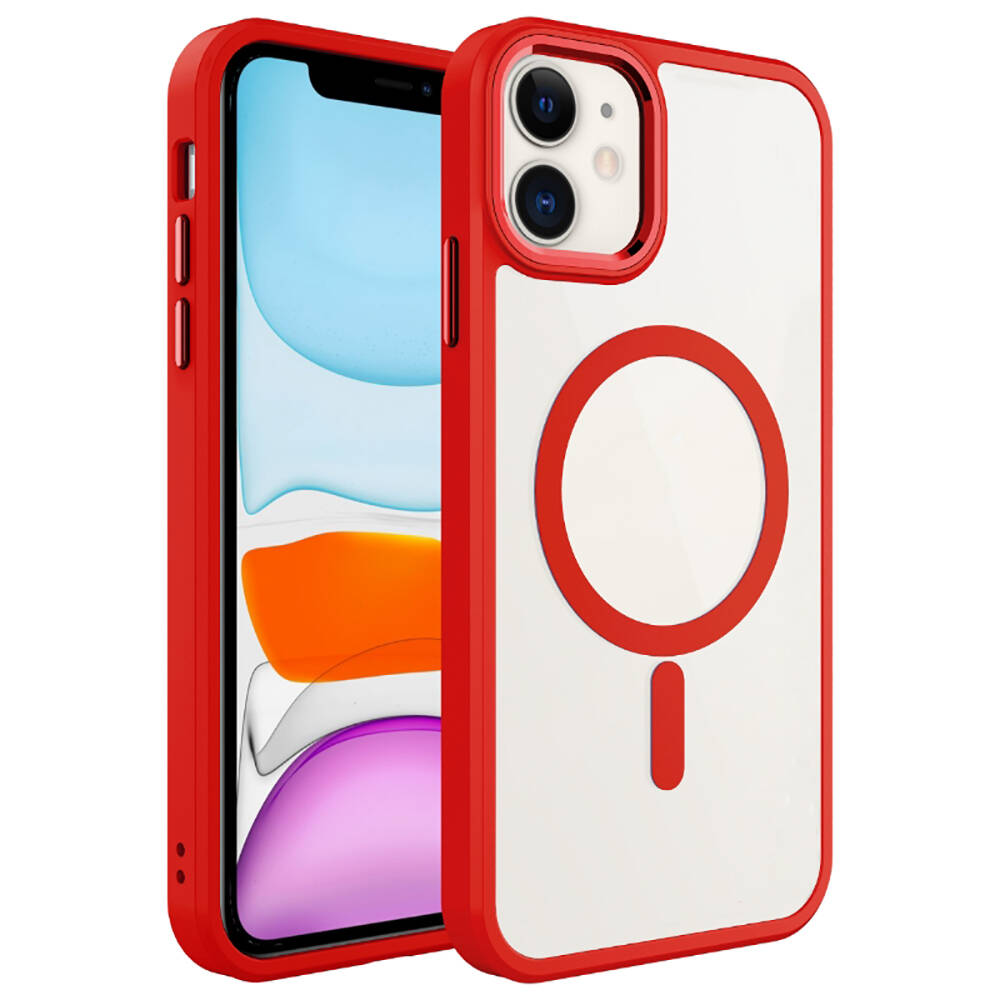 Apple iPhone 12 Pro Uyumlu Kılıf Wireless Şarj Özellikli Zore Krom M-safe Silikon Kapak