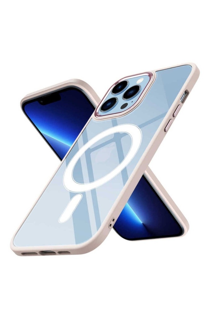 Apple iPhone 12 Pro Max Uyumlu Kılıf Wireless Şarj Özellikli Zore Krom M-safe Silikon Kapak