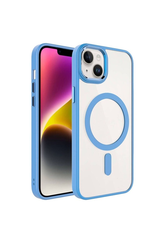 Apple iPhone 13 Uyumlu Kılıf Wireless Şarj Özellikli Zore Krom M-safe Silikon Kapak