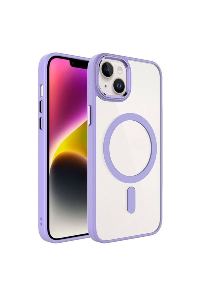 Apple iPhone 13 Uyumlu Kılıf Wireless Şarj Özellikli Zore Krom M-safe Silikon Kapak