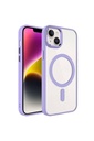 Apple iPhone 13 Uyumlu Kılıf Wireless Şarj Özellikli Zore Krom M-safe Silikon Kapak