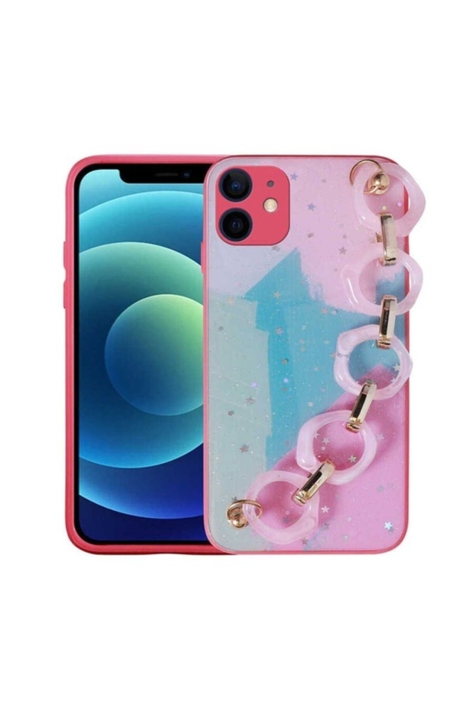Apple iPhone 11 Uyumlu Kılıf Simli Desenli El Askılı Tutacaklı Zore Elsa Silikon Kapak