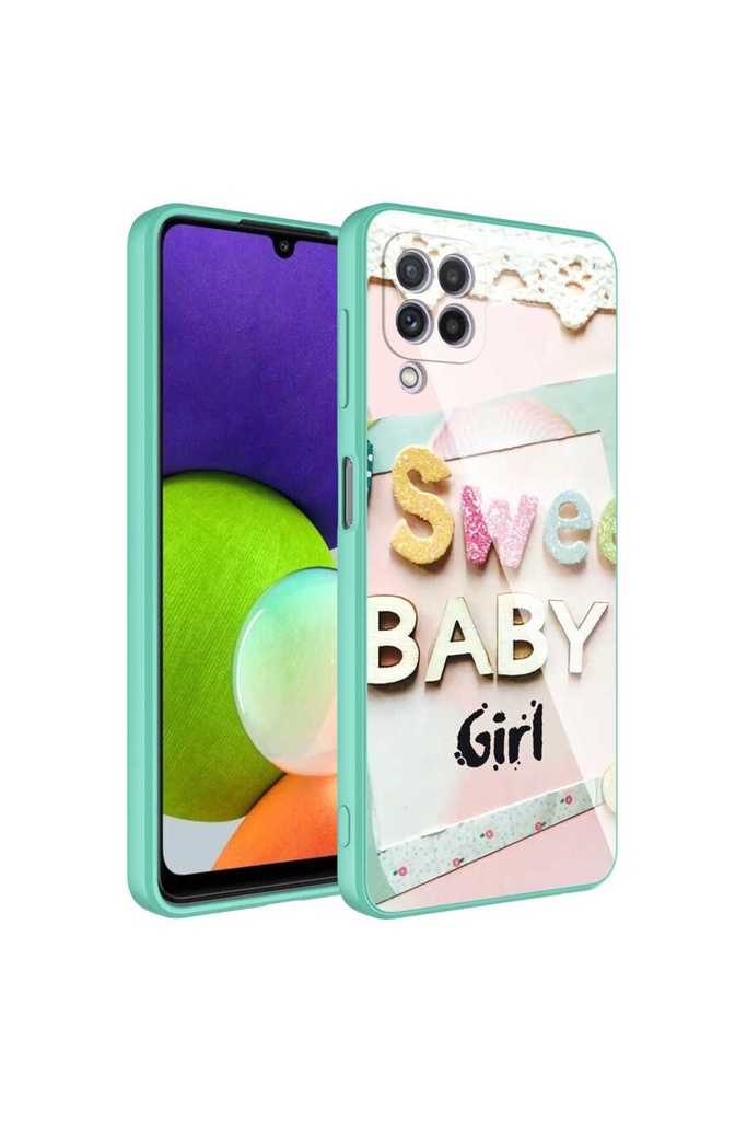 Samsung Galaxy M22 Uyumlu Kılıf Kamera Korumalı Desenli Sert Silikon Zore Epoksi Kapak