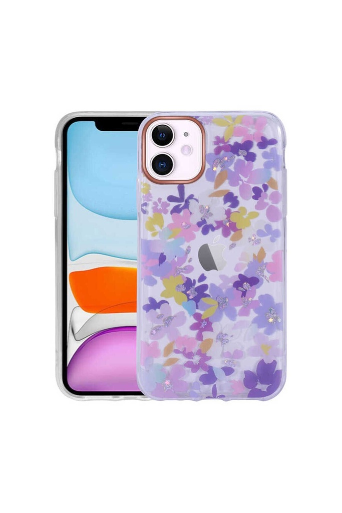 Apple iPhone 11 Uyumlu Kılıf Desenli Simli Sert Zore İnka Kapak