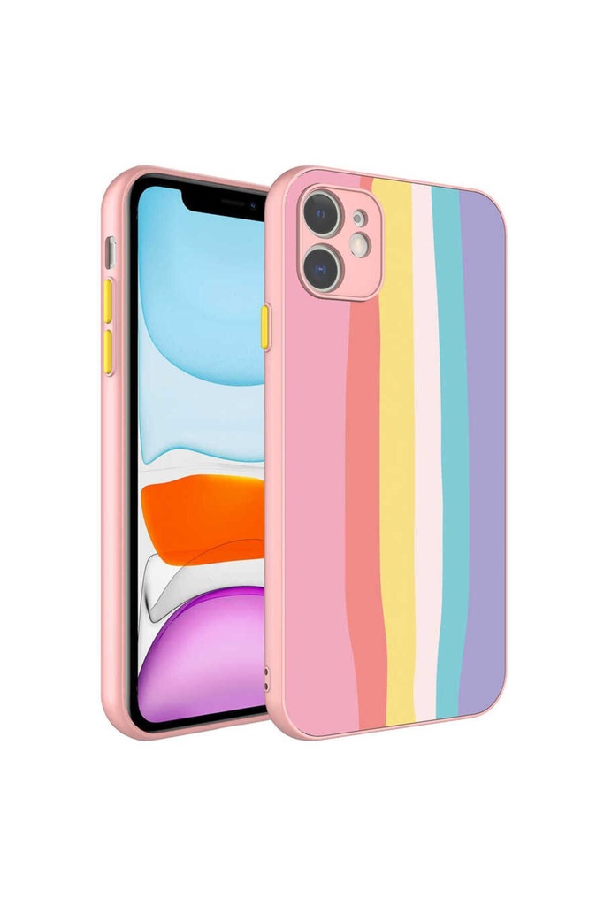 [RNZ-TA74540] Apple iPhone 11 Uyumlu Kılıf Kamera Korumalı Renkli Temperli Zore X-Cam Kapak (NO5)