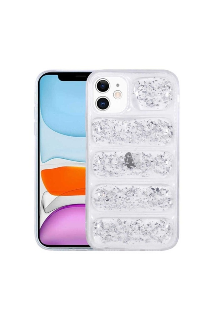 Apple iPhone 11 Uyumlu Kılıf Kamera Korumalı Simli Airbag'li Zore Dalga Kapak