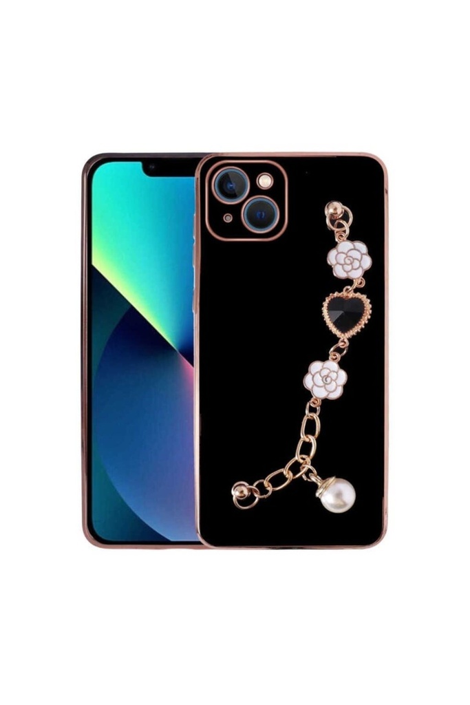 [RNZ-TA74637] Apple iPhone 13 Uyumlu Kılıf El Tutamaçlı Kamera Korumalı Zore Taka Silikon Kapak (Siyah)