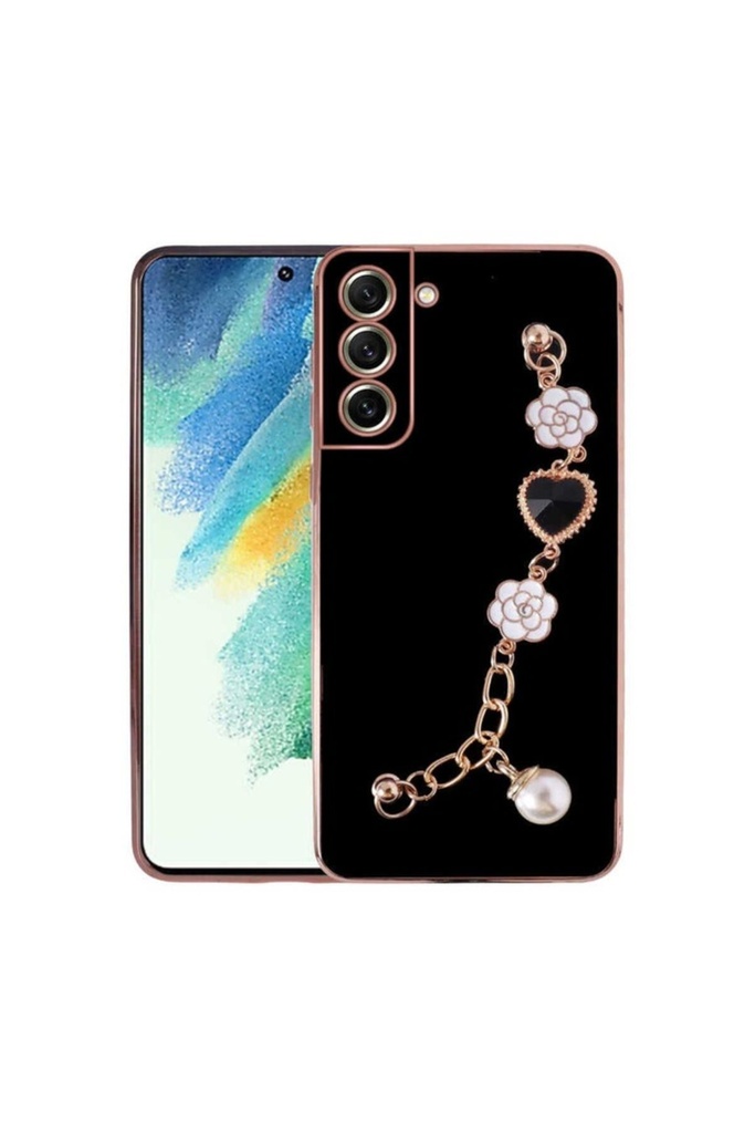 [RNZ-TA74685] Samsung Galaxy S21 FE Uyumlu Kılıf El Tutamaçlı Kamera Korumalı Zore Taka Silikon Kapak (Siyah)