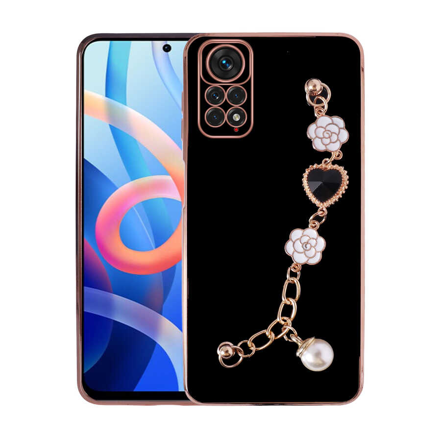 [RNZ-TA74729] Xiaomi Redmi Note 11 Global Uyumlu Kılıf El Tutamaçlı Kamera Korumalı Zore Taka Silikon Kapak (Siyah)