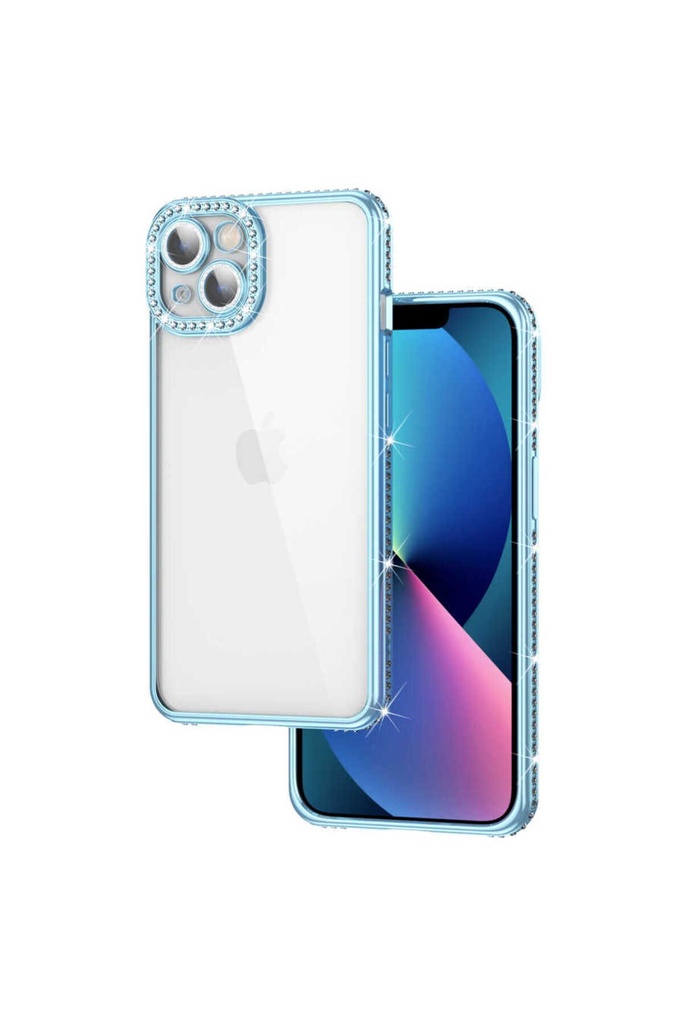 Apple iPhone 13 Uyumlu Kılıf Kamera Korumalı Taşlı Zore Mina Kapak