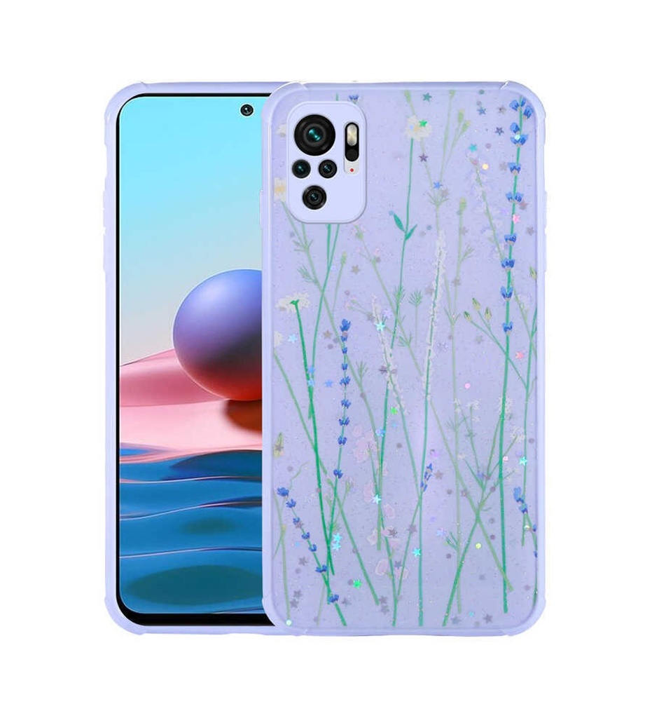 Xiaomi Redmi Note 10S Uyumlu Kılıf Simli Desenli Kamera Korumalı Parlak Zore Popy Kapak