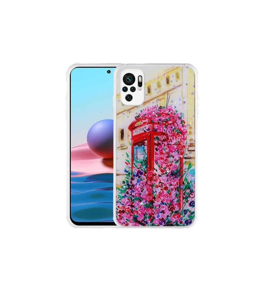 Xiaomi Redmi Note 10S Uyumlu Kılıf Simli Desenli Kamera Korumalı Parlak Zore Popy Kapak