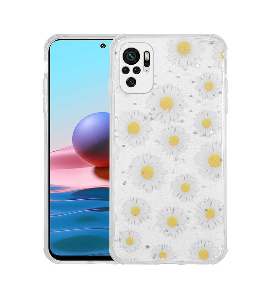 Xiaomi Redmi Note 10S Uyumlu Kılıf Simli Desenli Kamera Korumalı Parlak Zore Popy Kapak