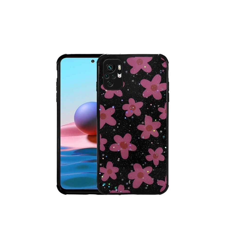 Xiaomi Redmi Note 10S Uyumlu Kılıf Simli Desenli Kamera Korumalı Parlak Zore Popy Kapak