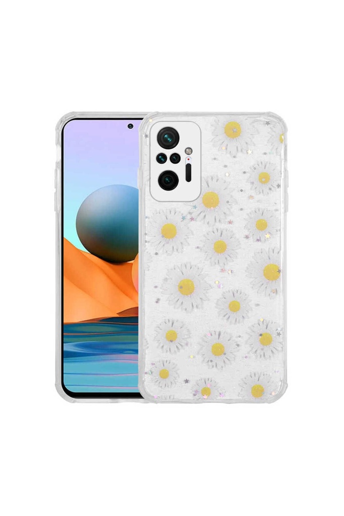 Xiaomi Redmi Note 10 Pro Uyumlu Kılıf Simli Desenli Kamera Korumalı Parlak Zore Popy Kapak