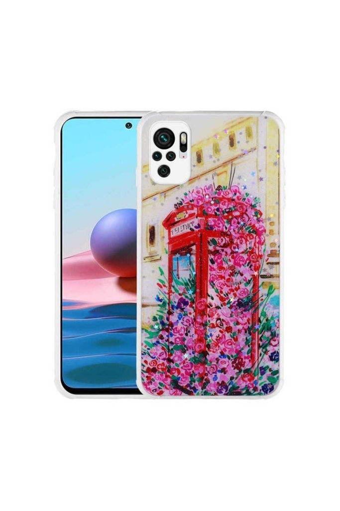 Xiaomi Redmi Note 10 Uyumlu Kılıf Simli Desenli Kamera Korumalı Parlak Zore Popy Kapak