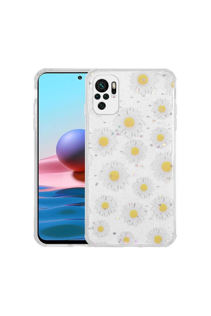 Xiaomi Redmi Note 10 Uyumlu Kılıf Simli Desenli Kamera Korumalı Parlak Zore Popy Kapak