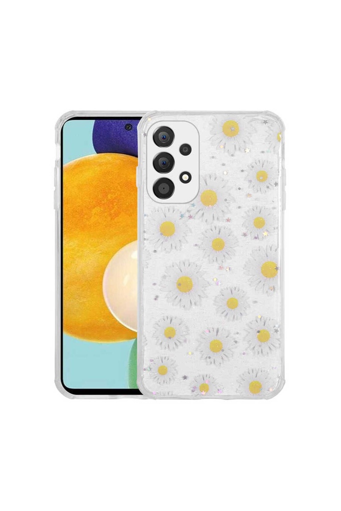 Samsung Galaxy A33 5G Uyumlu Kılıf Simli Desenli Kamera Korumalı Parlak Zore Popy Kapak