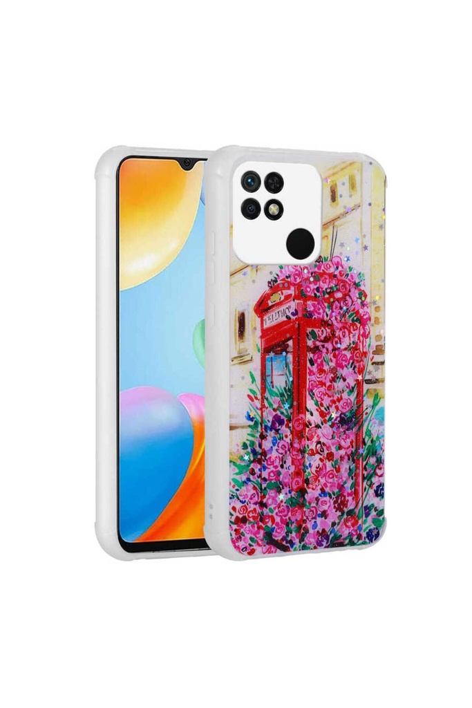 Xiaomi Poco C40 Uyumlu Kılıf Simli Desenli Kamera Korumalı Parlak Zore Popy Kapak