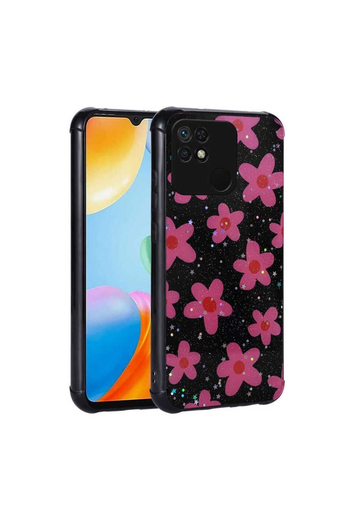 Xiaomi Redmi 10C Uyumlu Kılıf Simli Desenli Kamera Korumalı Parlak Zore Popy Kapak