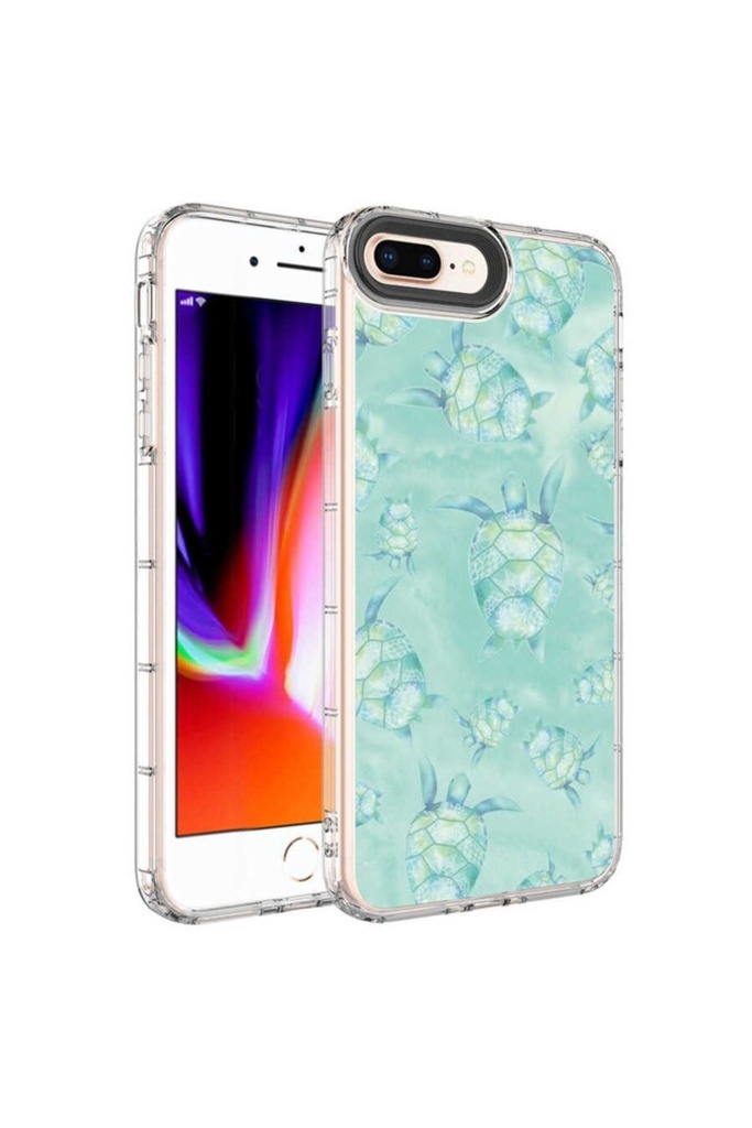 Apple iPhone 8 Plus Uyumlu Kılıf Kamera Korumalı Renkli Desenli Sert Silikon Zore Korn Kapak