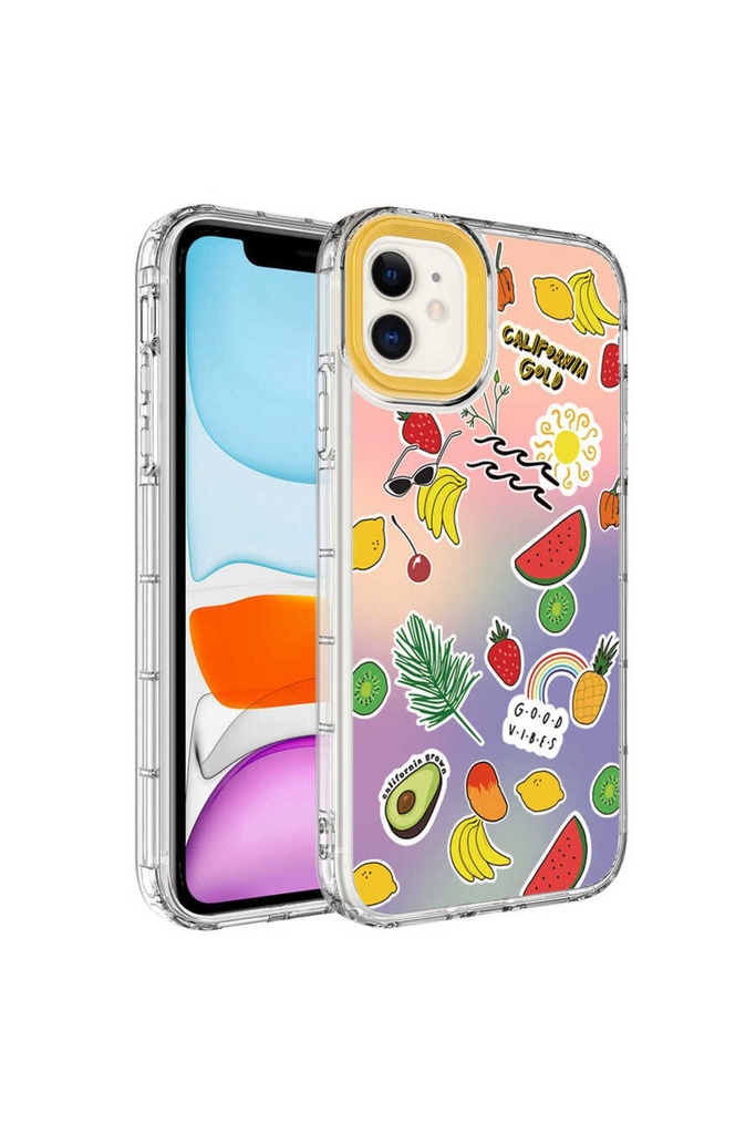 Apple iPhone 8 Plus Uyumlu Kılıf Kamera Korumalı Renkli Desenli Sert Silikon Zore Korn Kapak