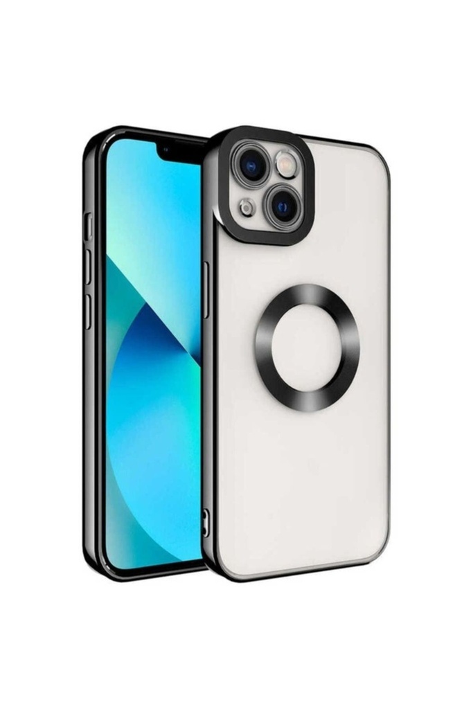 [RNZ-TA75585] Apple iPhone 13 Uyumlu Kılıf Kamera Korumalı Logo Gösteren Zore Omega Kapak (Siyah)