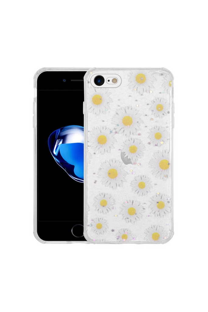 Apple iPhone 8 Uyumlu Kılıf Simli Desenli Kamera Korumalı Parlak Zore Popy Kapak