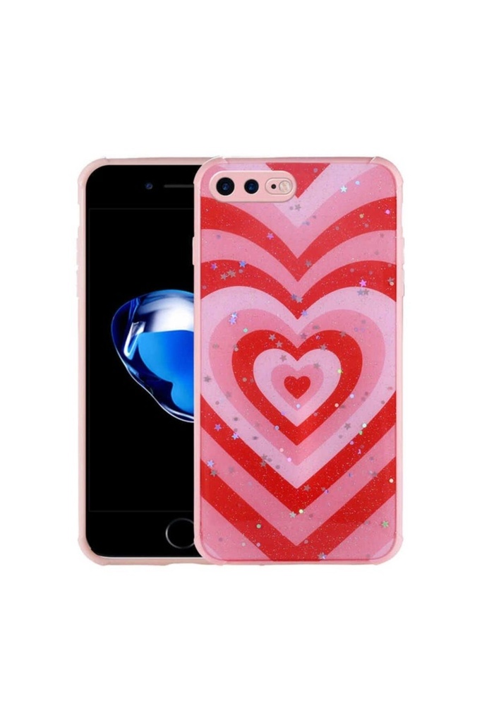 Apple iPhone 8 Plus Uyumlu Kılıf Simli Desenli Kamera Korumalı Parlak Zore Popy Kapak