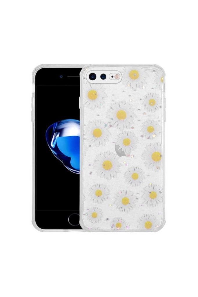Apple iPhone 8 Plus Uyumlu Kılıf Simli Desenli Kamera Korumalı Parlak Zore Popy Kapak