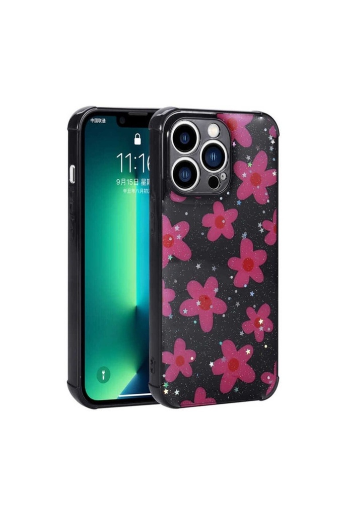Apple iPhone 11 Pro Uyumlu Kılıf Simli Desenli Kamera Korumalı Parlak Zore Popy Kapak