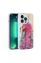Apple iPhone 13 Pro Uyumlu Kılıf Simli Desenli Kamera Korumalı Parlak Zore Popy Kapak