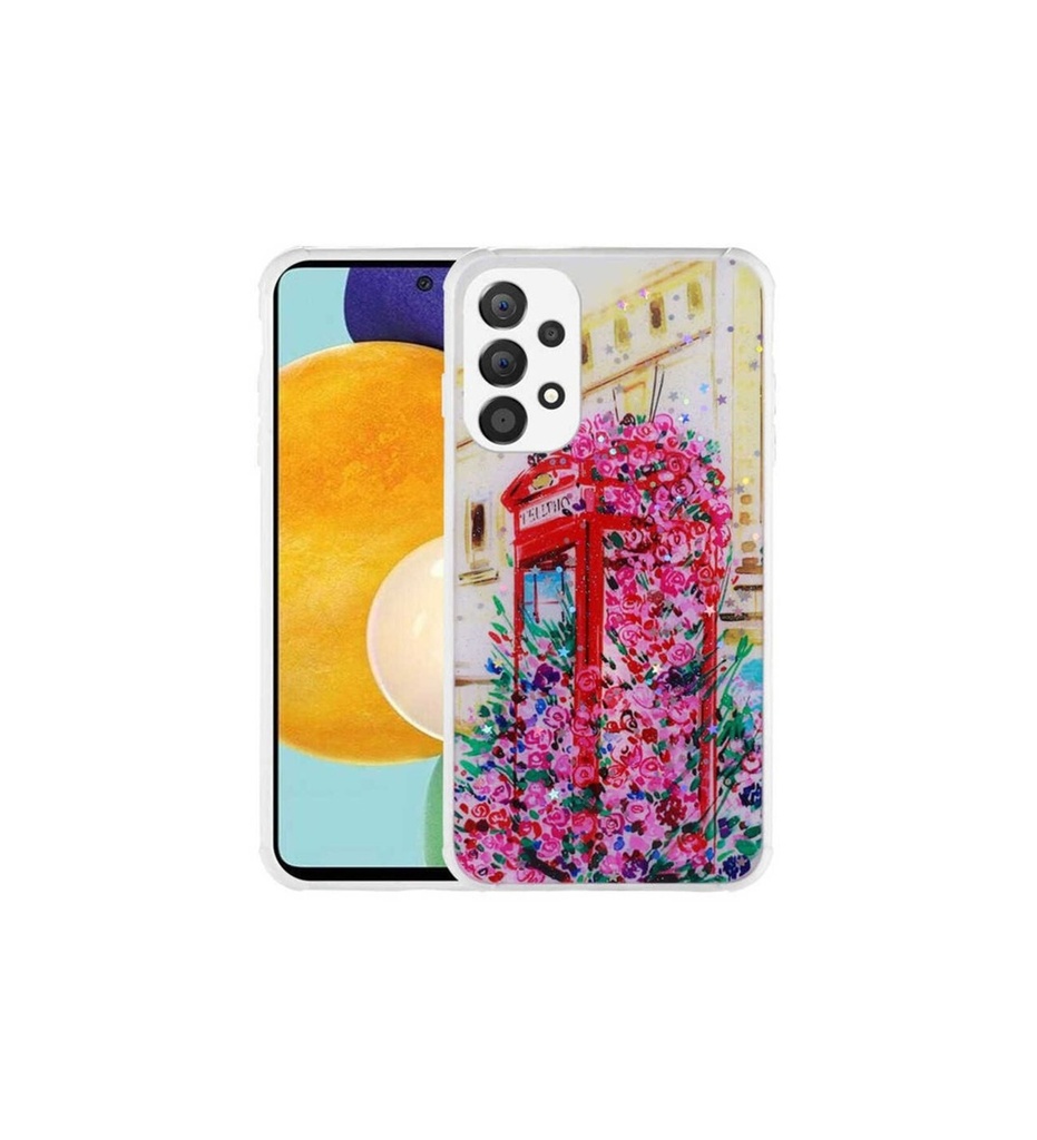 Samsung Galaxy A52 Uyumlu Kılıf Simli Desenli Kamera Korumalı Parlak Zore Popy Kapak