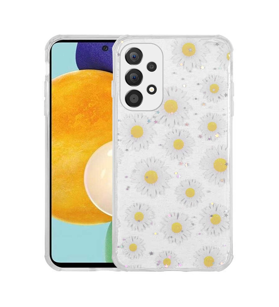 Samsung Galaxy A52 Uyumlu Kılıf Simli Desenli Kamera Korumalı Parlak Zore Popy Kapak