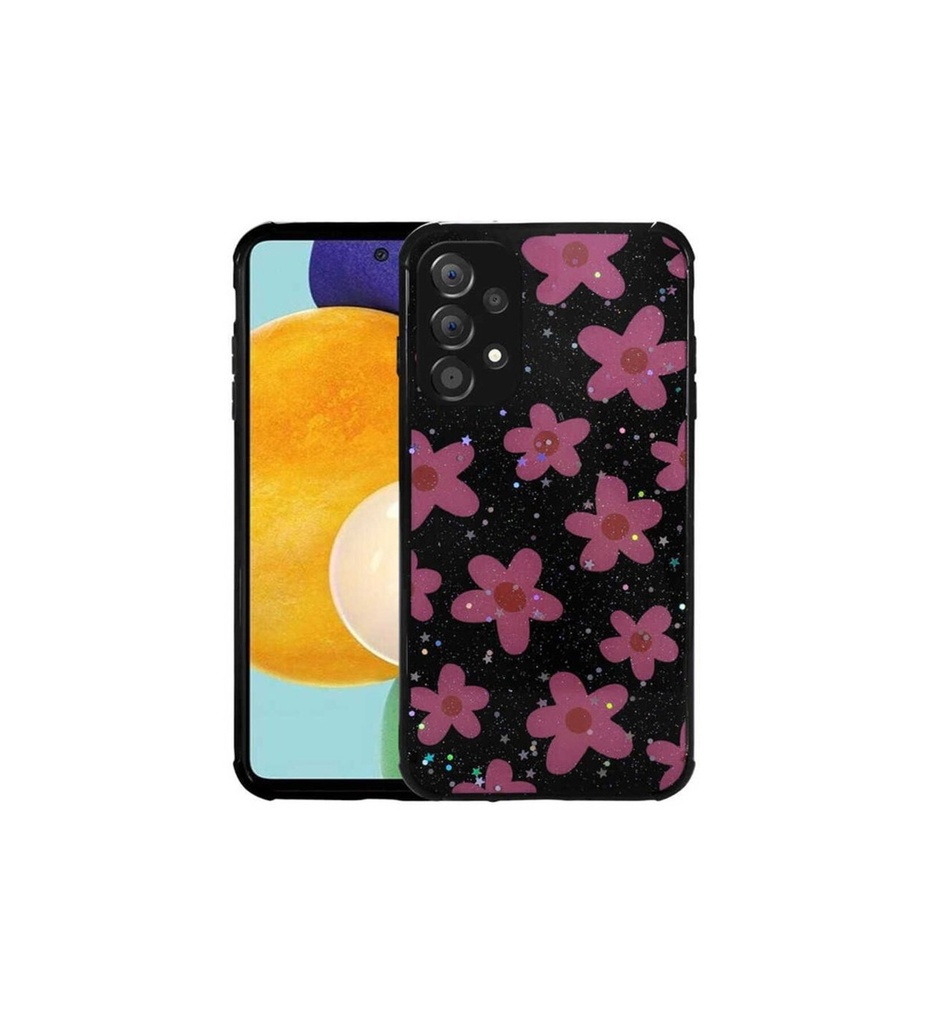 Samsung Galaxy A52 Uyumlu Kılıf Simli Desenli Kamera Korumalı Parlak Zore Popy Kapak