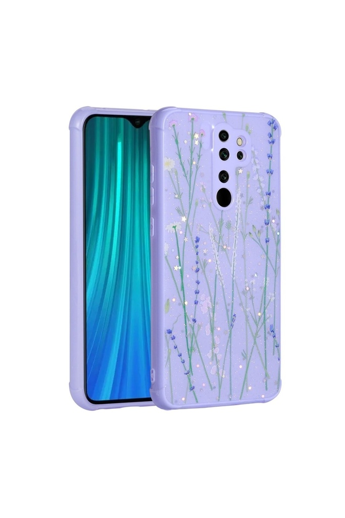 Xiaomi Redmi Note 8 Pro Uyumlu Kılıf Simli Desenli Kamera Korumalı Parlak Zore Popy Kapak